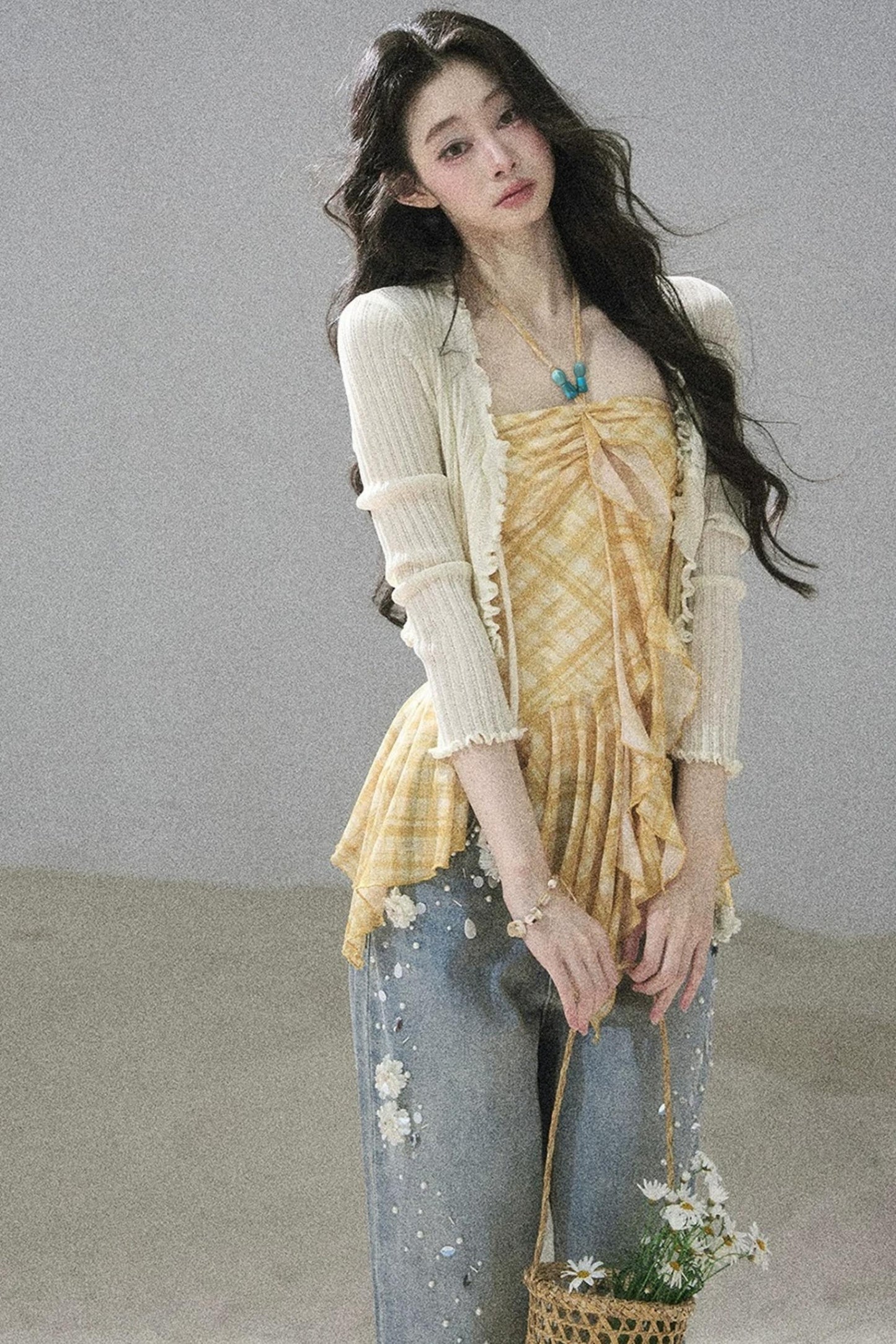 Starry Appliqué Denim Pants