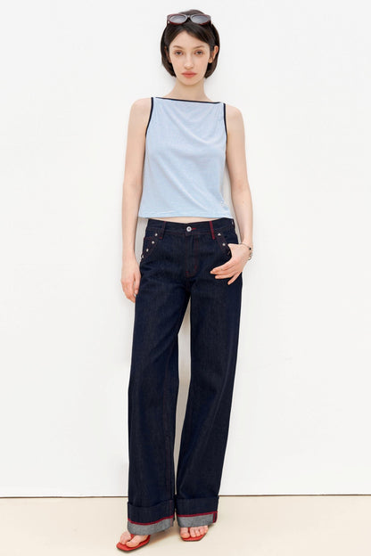 Blue Stripe Asymmetrical Tank