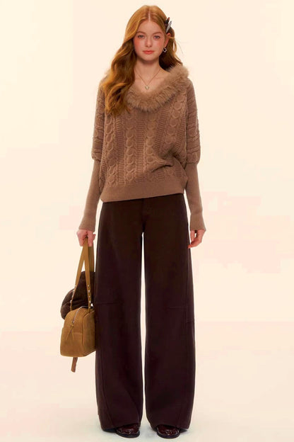 Raw Leather Trim Jeans