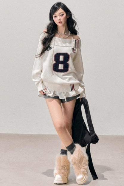 Youthful Off-Shoulder Knit Sweater