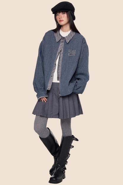 Autumn Embroidered Plaid Jacket