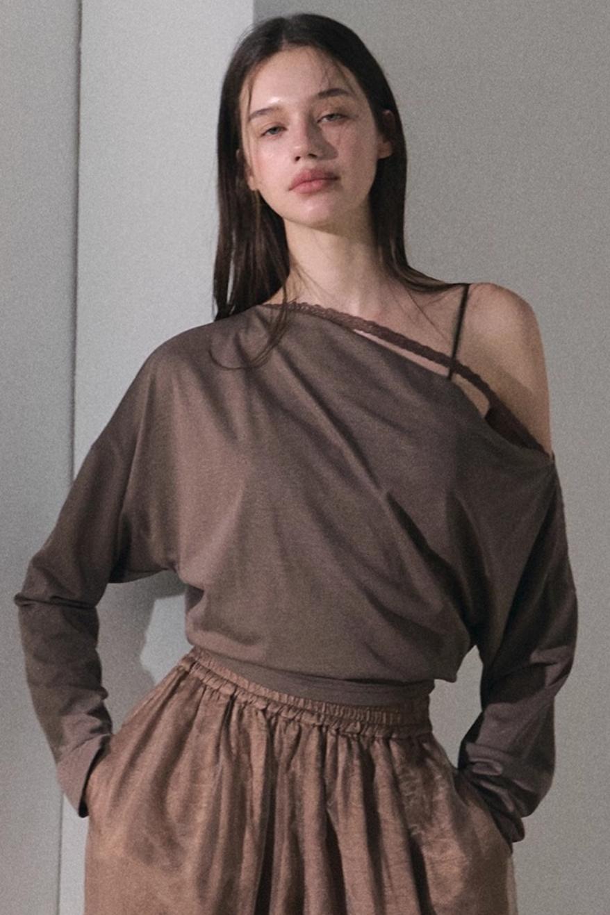 Lyocell Lace Swing Long T-Shirt