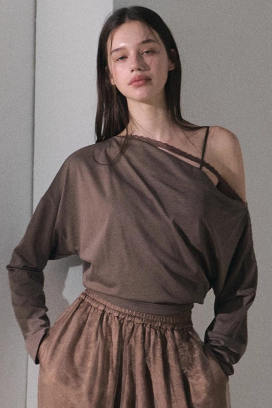 Lyocell Lace Swing Long T-Shirt