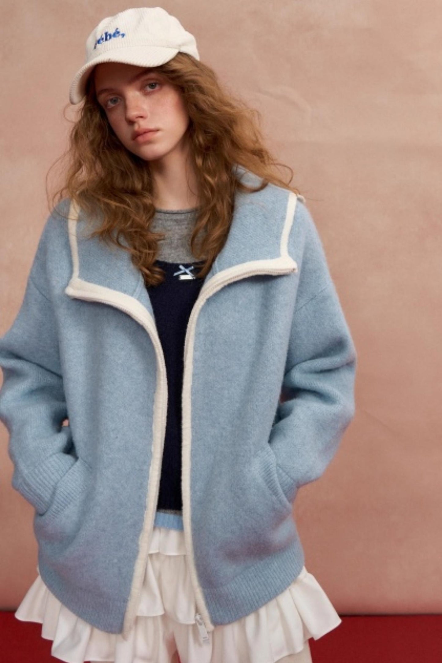 Hooded Cardigan With Contrasting Edges