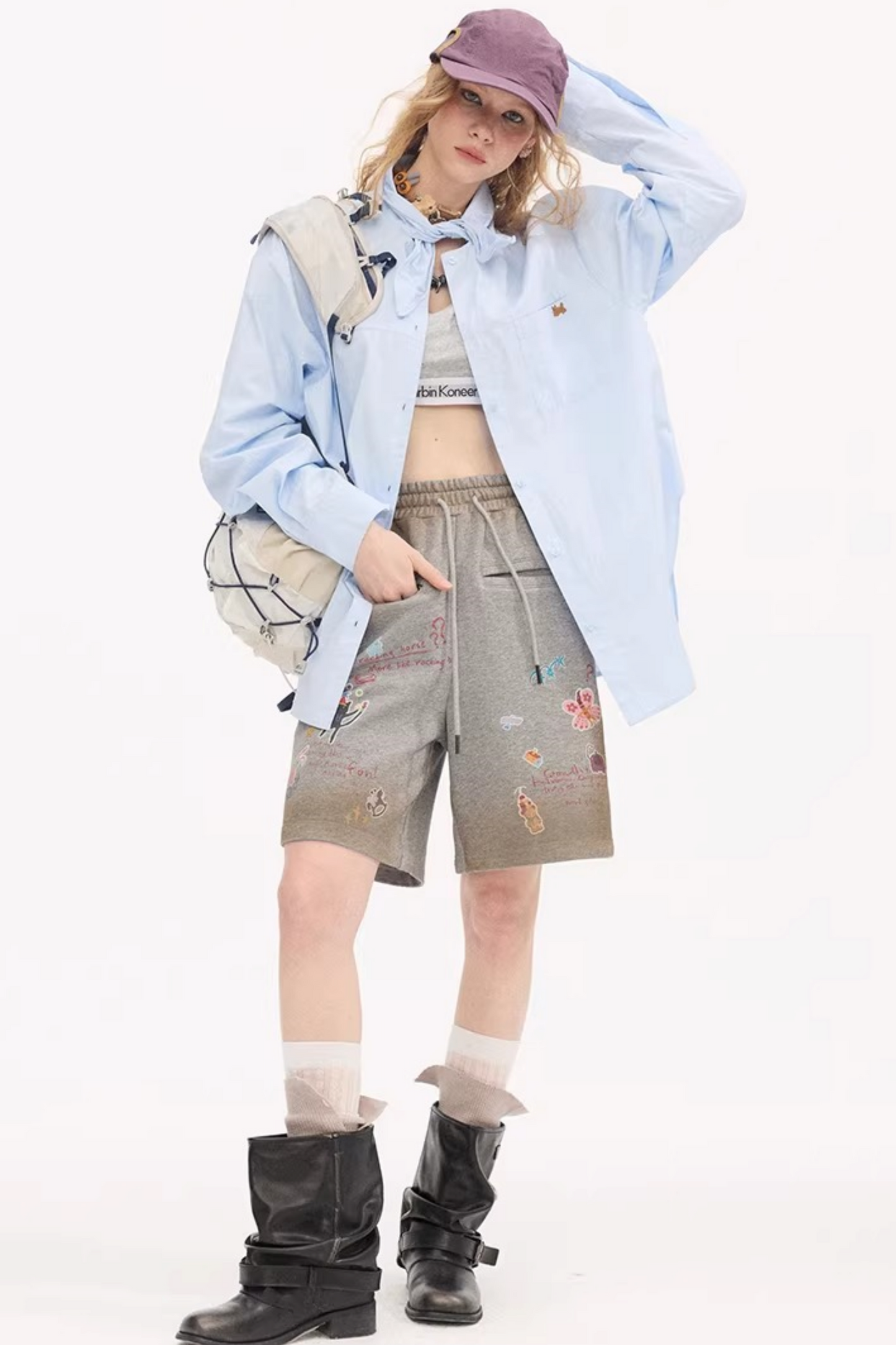 Cartoon Animal Distressed Pants