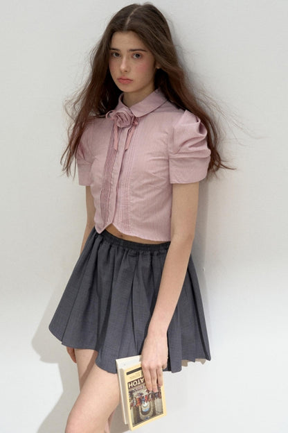 Vintage Pleated Striped Shirt