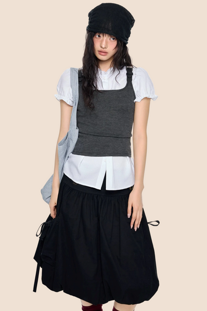 Square Collar Belted Camisole Top