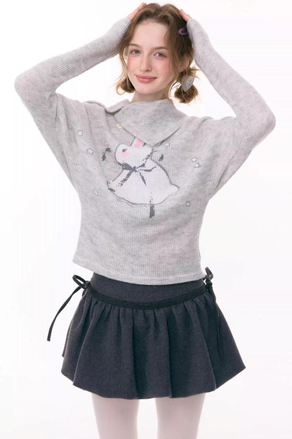 Rabbit Print Knitted Top