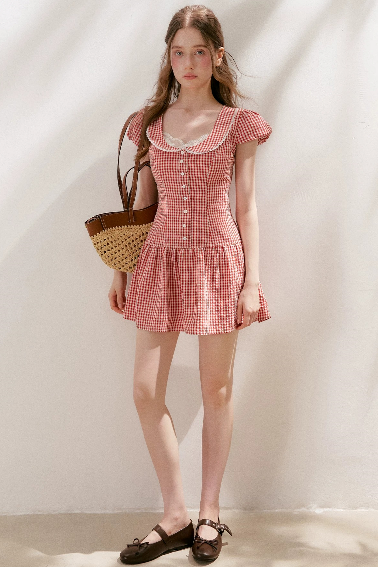 Lyocell French Lace Plaid Dress Set-Up