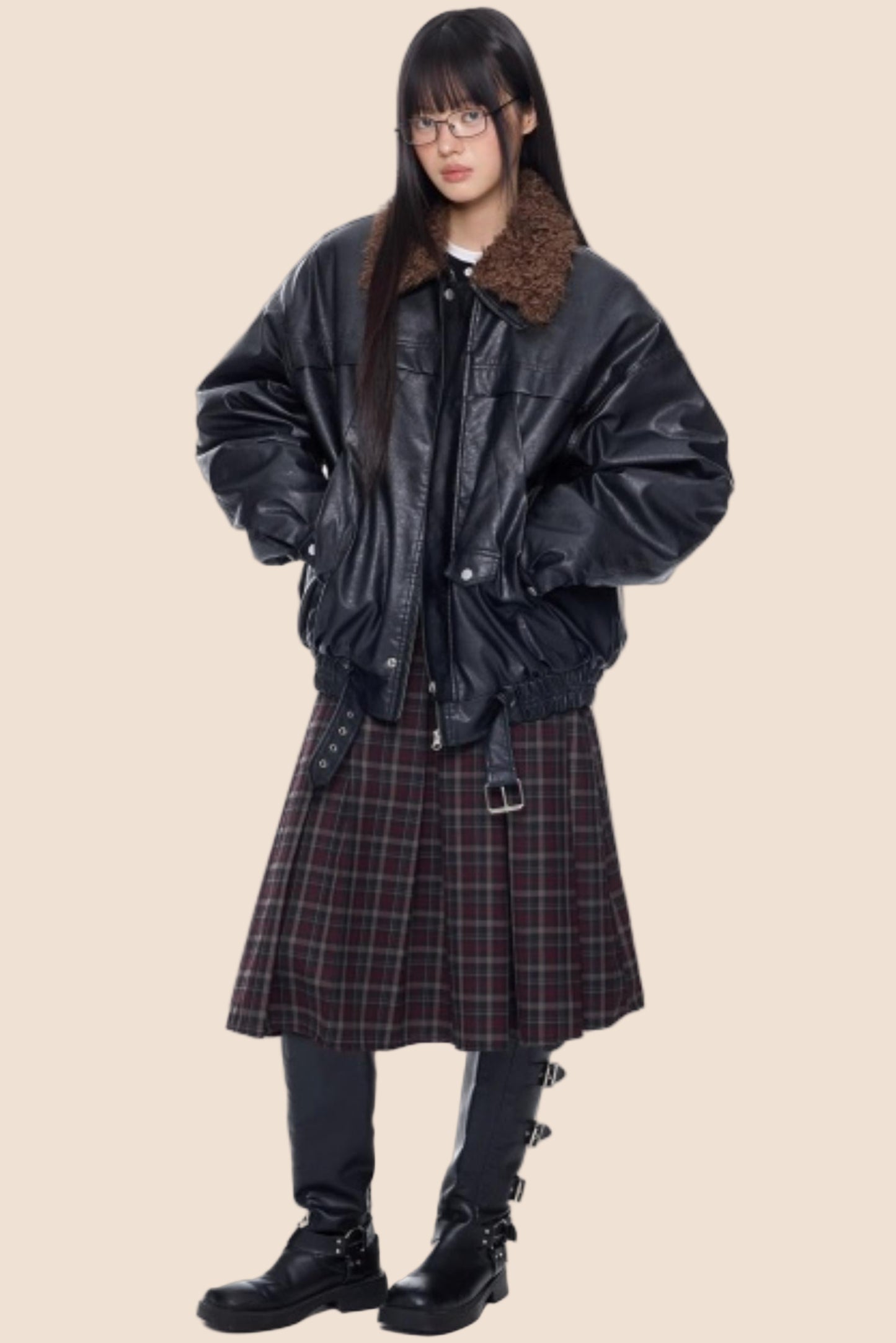 Fur Collar Leather Jacket