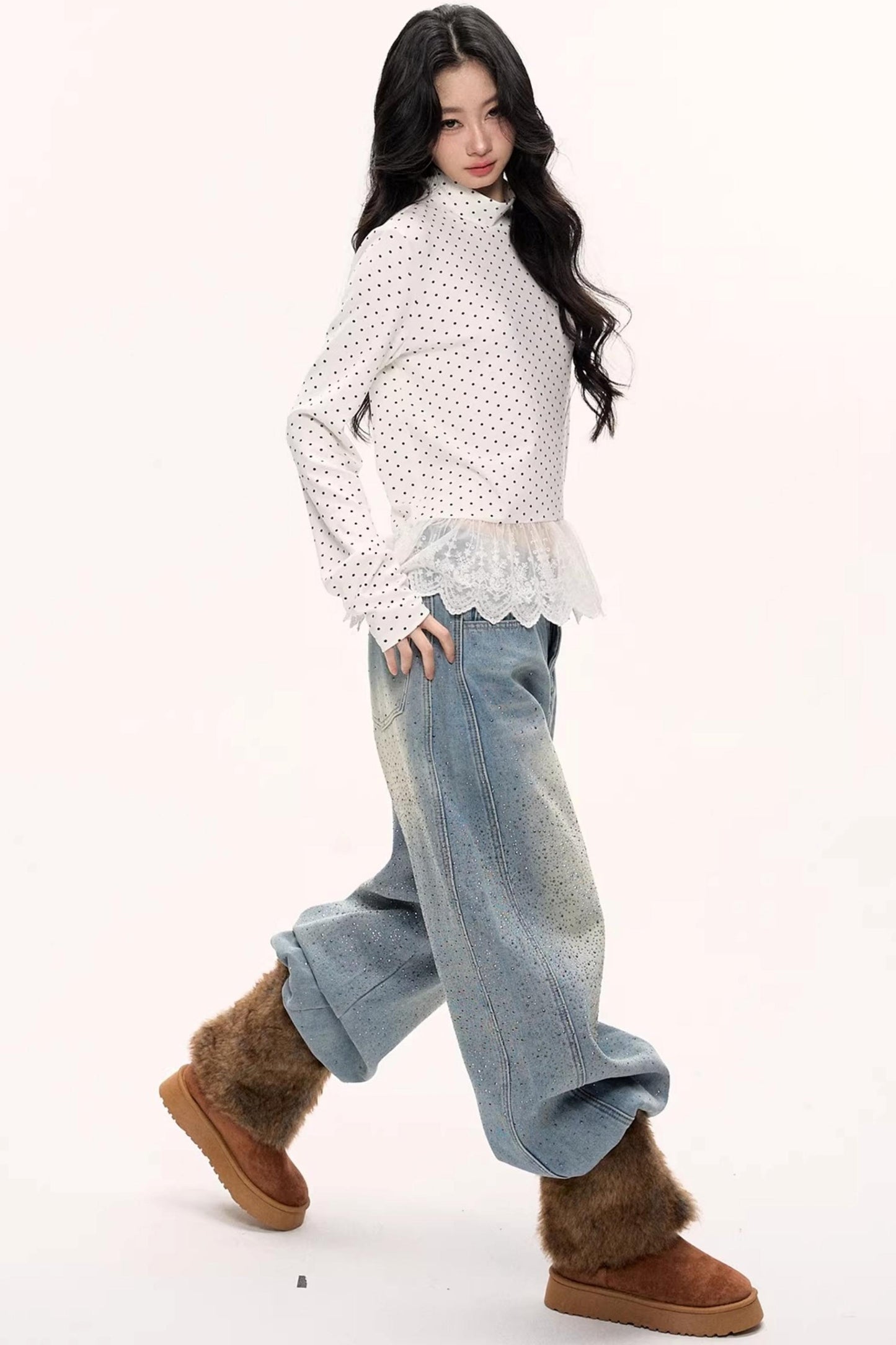 Galaxy Starry Wide-Leg Jeans