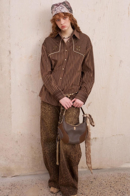 Vintage Beaded Suede Shirt