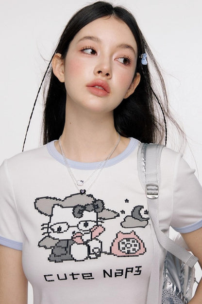 Original Cartoon Print Crop Top