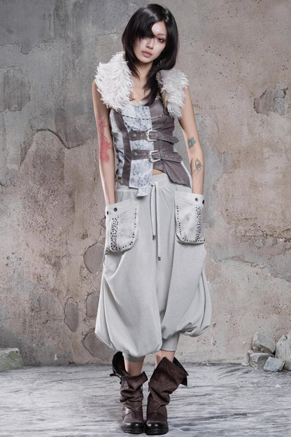 Solid Color Retro Punk Pants