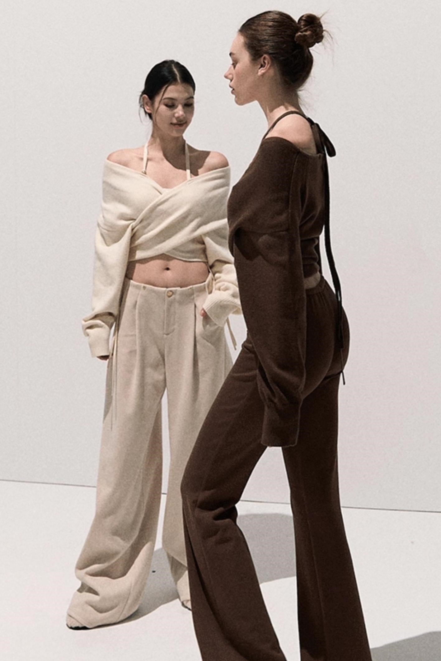 Basic Wool High-Waisted Wide-Leg Trousers