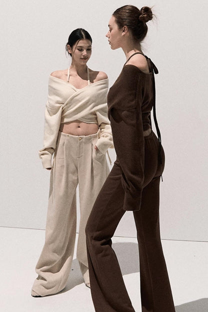 Basic Wool High-Waisted Wide-Leg Trousers