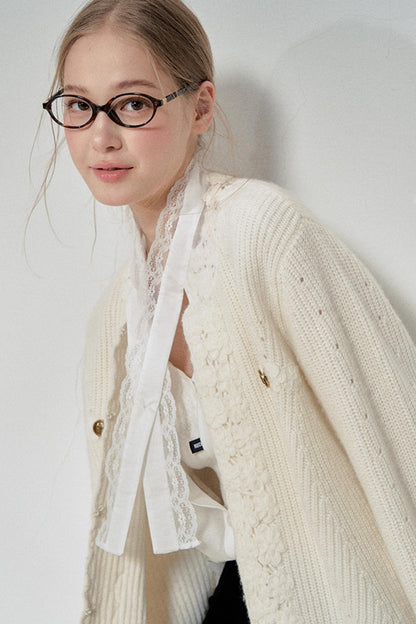 White Fragrance Knitted Cardigan