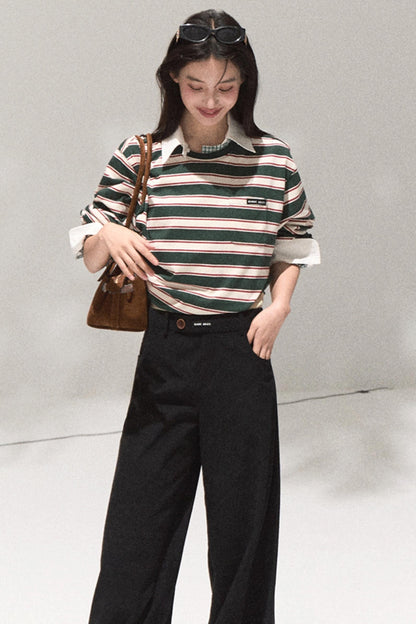 Contrasting Striped Cotton Top