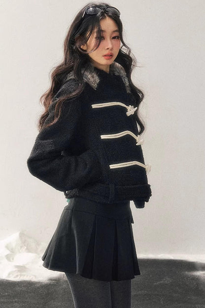 French Woolen Hooded Coat