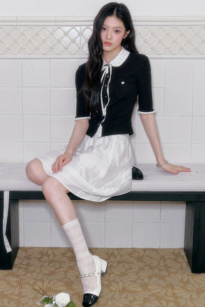 Brown Sugar Doll Collar Cardigan Top Set-Up