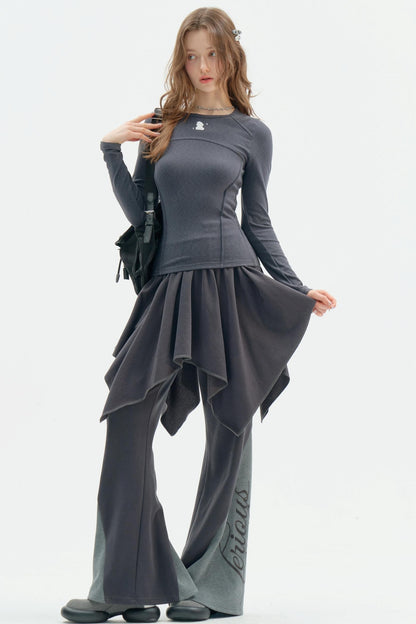 롱 슬리브 레트로 토끼 티셔츠 