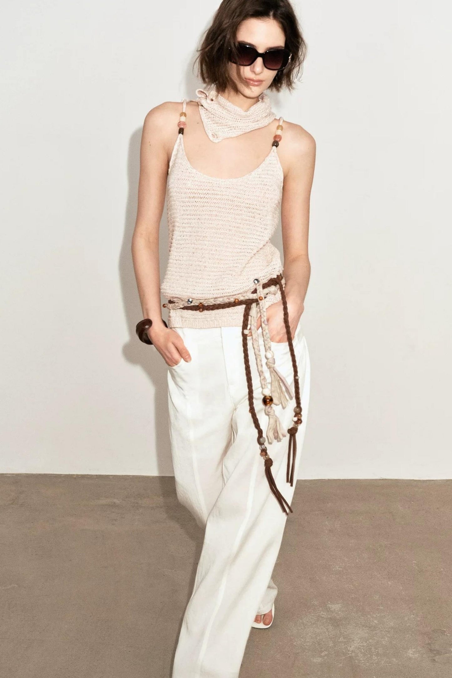Draped Wide Leg Linen Pants