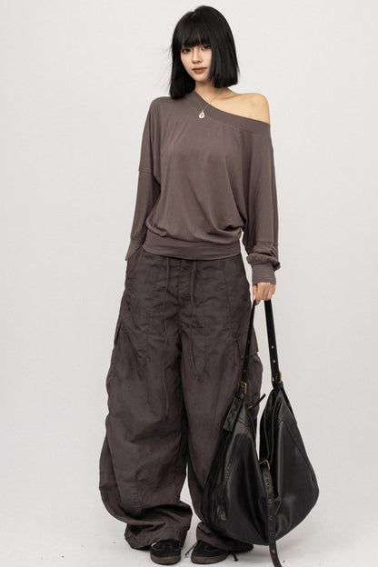 Autumn Off-Shoulder Long T-Shirt