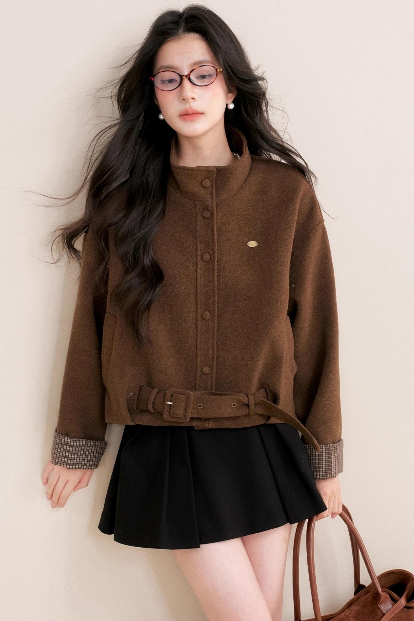 Caramel Check Woolen Jacket