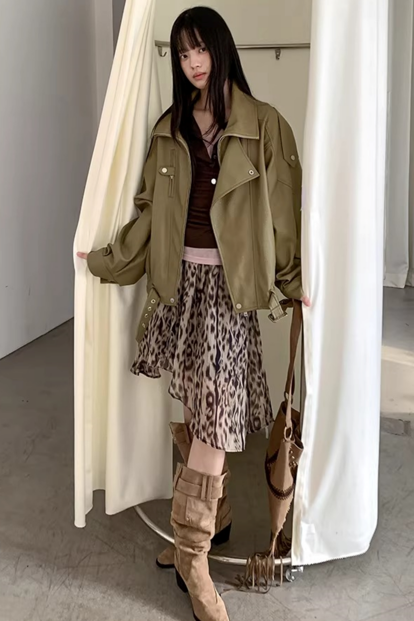 Leopard Asymmetrical Retro Skirt