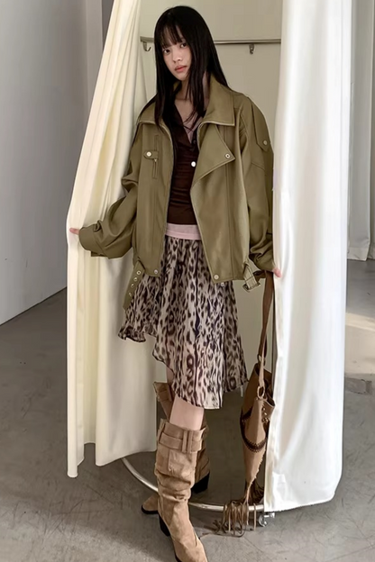 Leopard Asymmetrical Retro Skirt