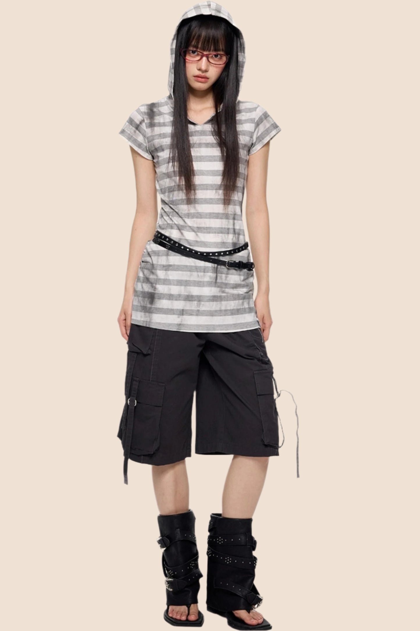 Vintage Striped Hooded Tee