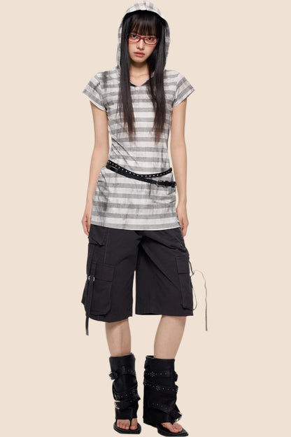 Vintage Striped Hooded Tee