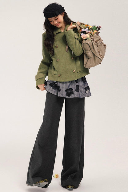 Flight Diary Woolen Jacket & Skirt Set-Up