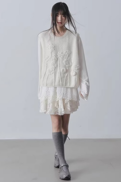 Lace Velvet High-Waisted Skirt