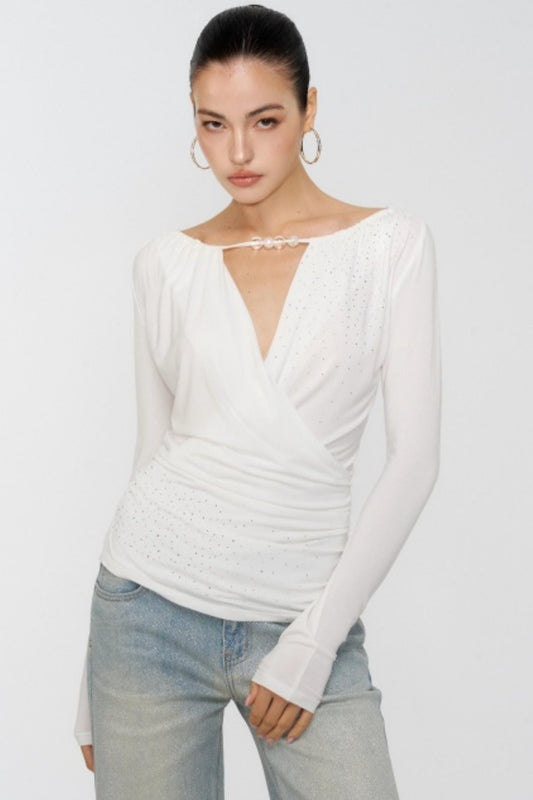 Cross Swing Collar Slim Diamond Top