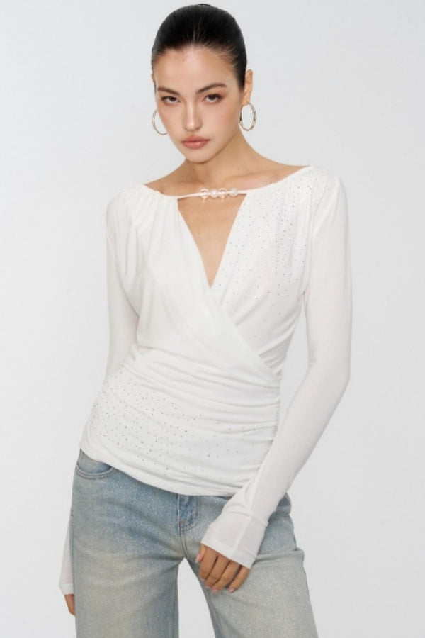 Cross Swing Collar Slim Diamond Top