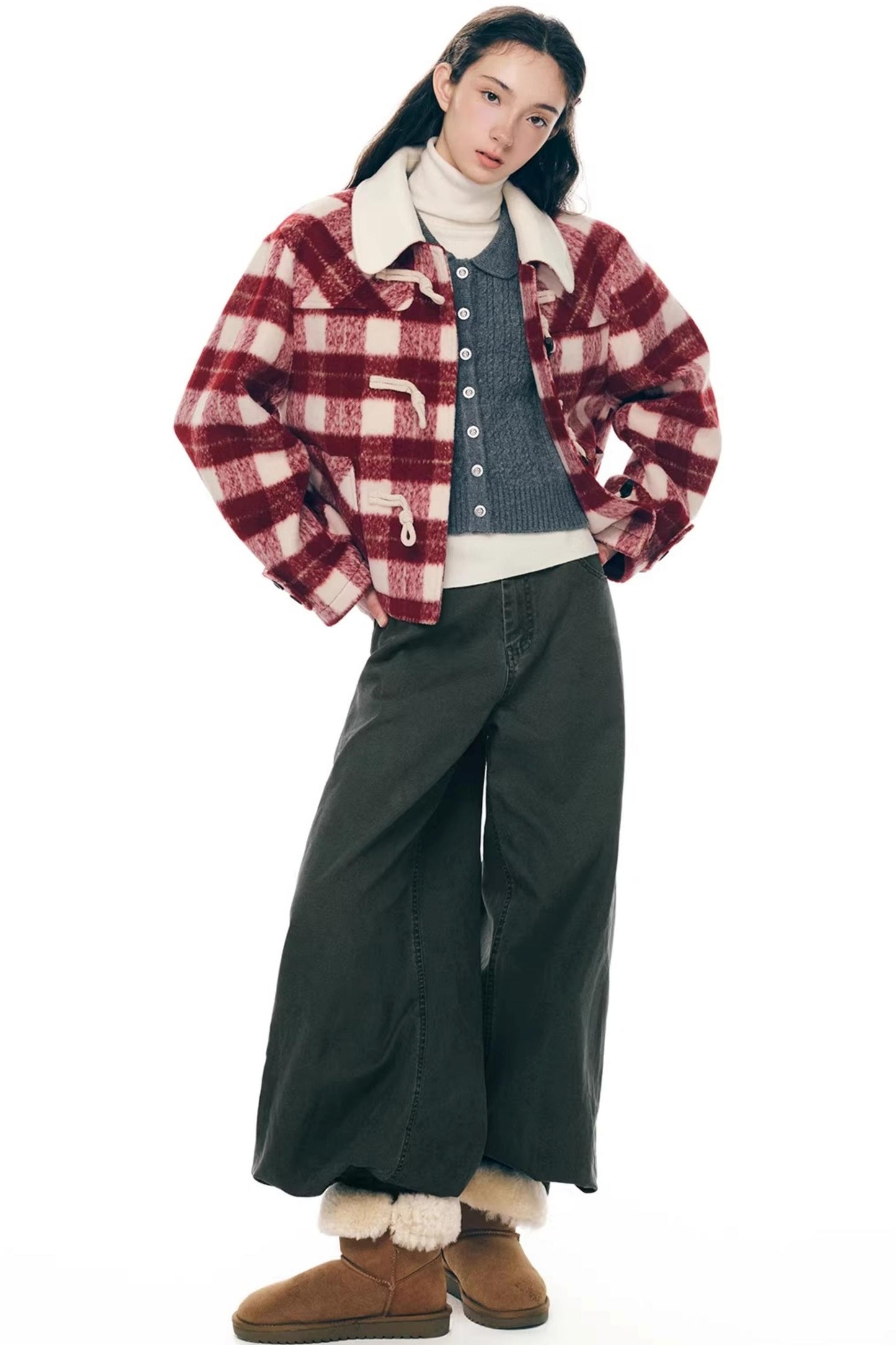 Retro Woolen Horn Button Jacket