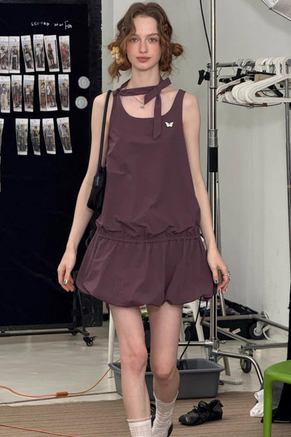 Retro Floral Purple Camisole Dress