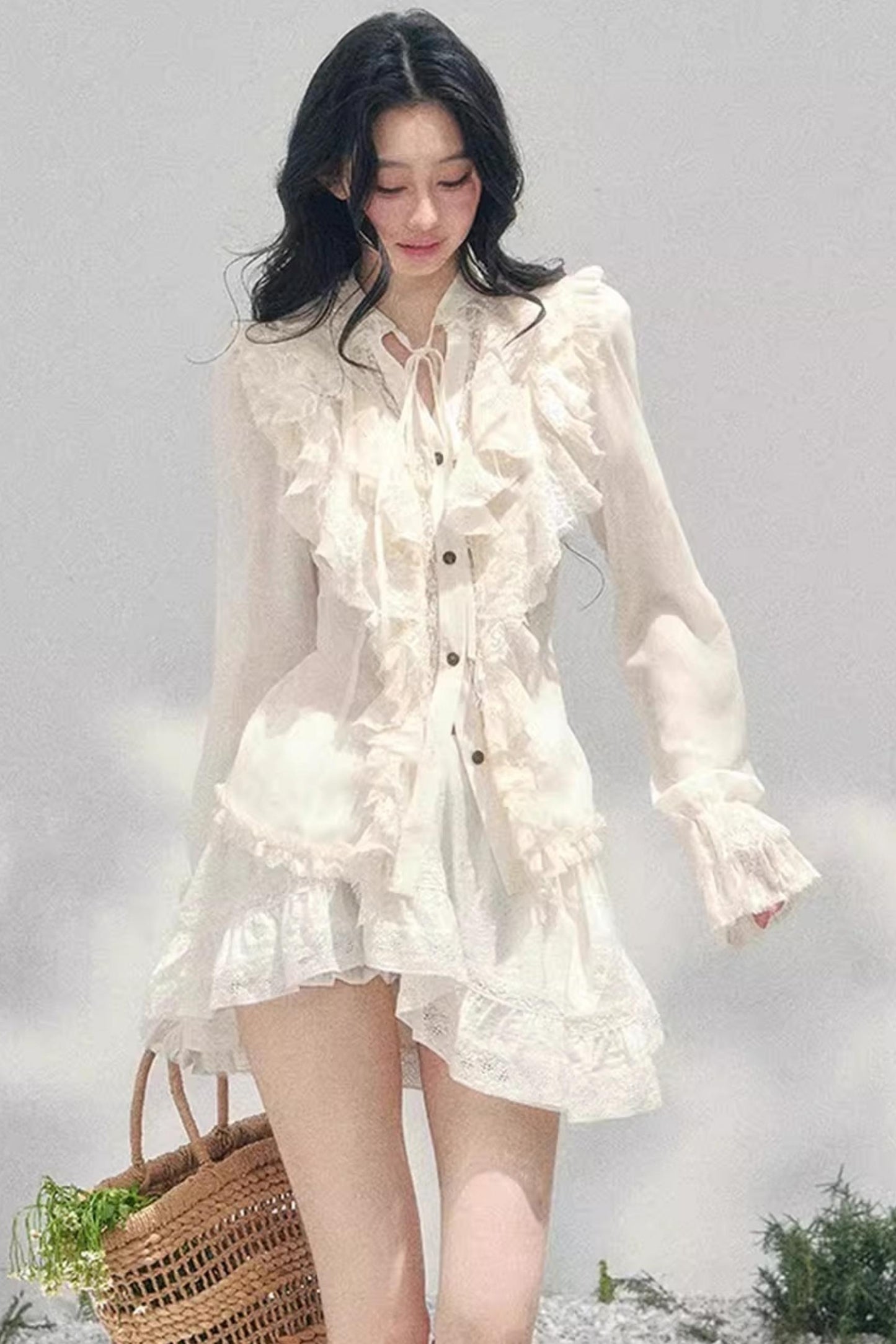 Ruffled Lace Court Top