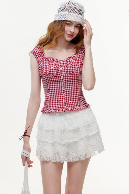 Vintage V-Neck Cotton Blouse