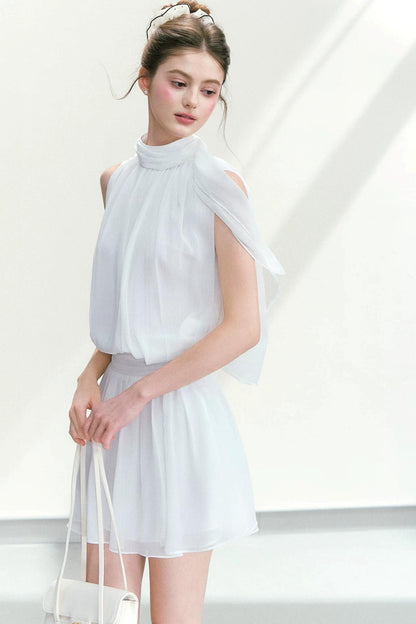 Chiffon Sleeveless Top and Skirt Set-Up