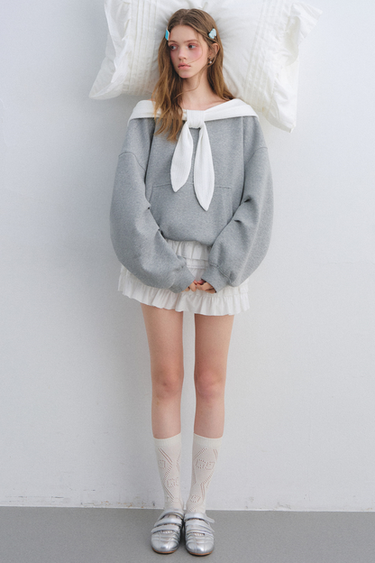 Rabbit Ear Off-Shoulder Sweatshirt
