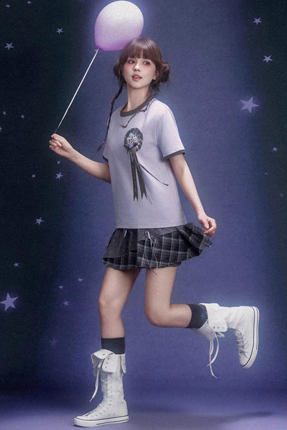 Gray Plaid Pumpkin Pants Skirt