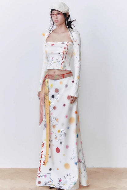 White Polka Dot A-line Skirt