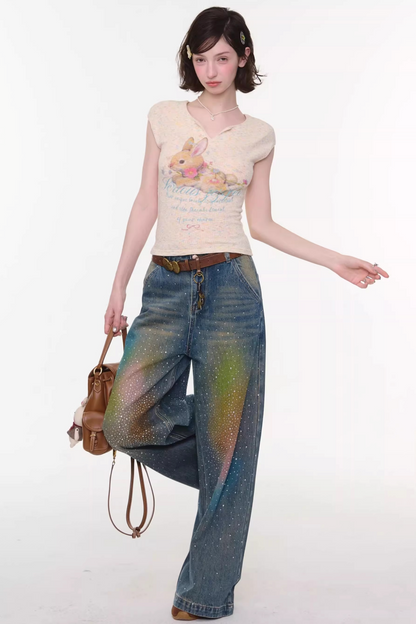 Apricot Rabbit Print Top