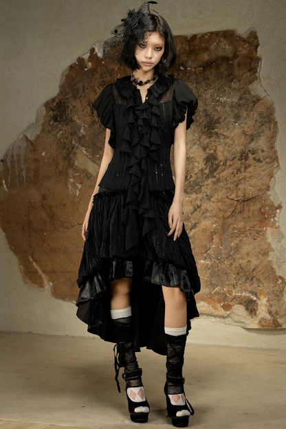 Asymmetrischer Rock mit hoher Taille