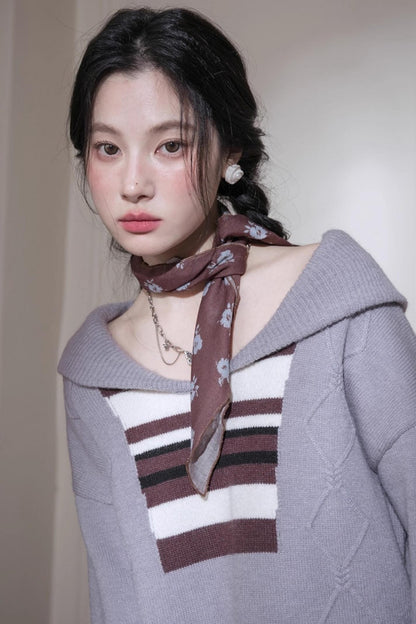 Lazy Fluff Striped Woolen Dress