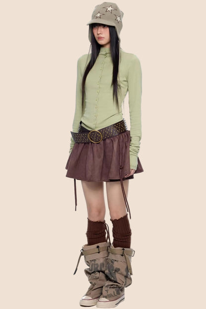 Faux Wildleder Blumenrock