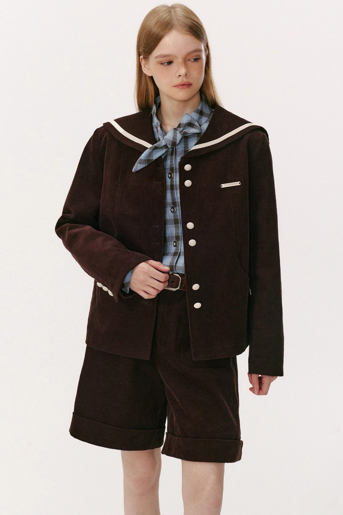 Navy Collar Corduroy Jacket