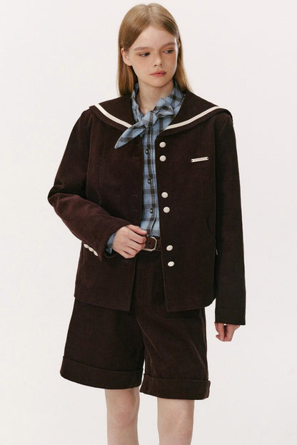 Navy Collar Corduroy Jacket